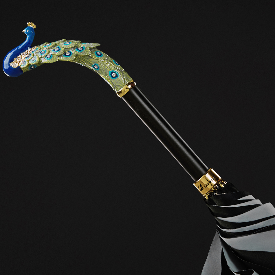 The colored enamel peacock long handle umbrella