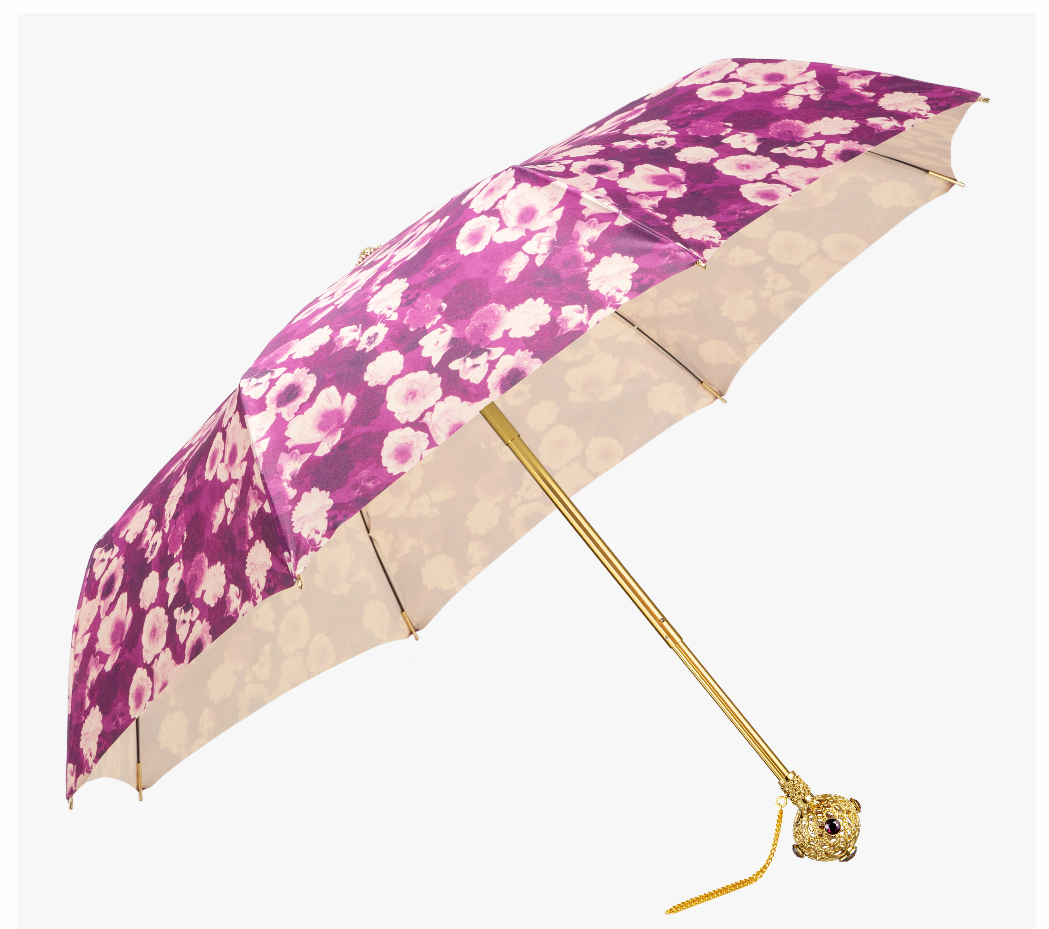 Delicate ball purple wood cotton folding umbrella