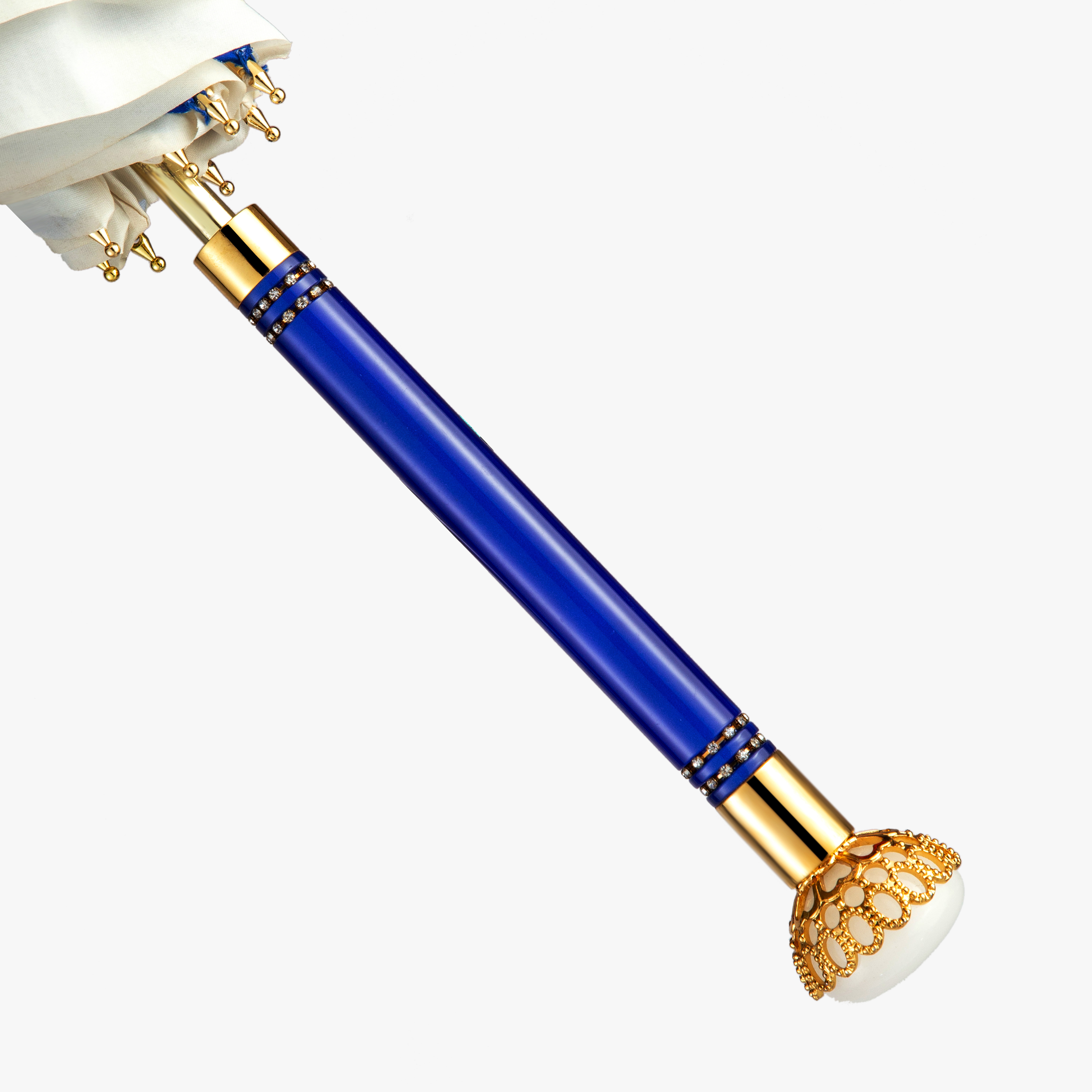 Sapphire blue with straight handle and exquisite jade umbrella with long handle