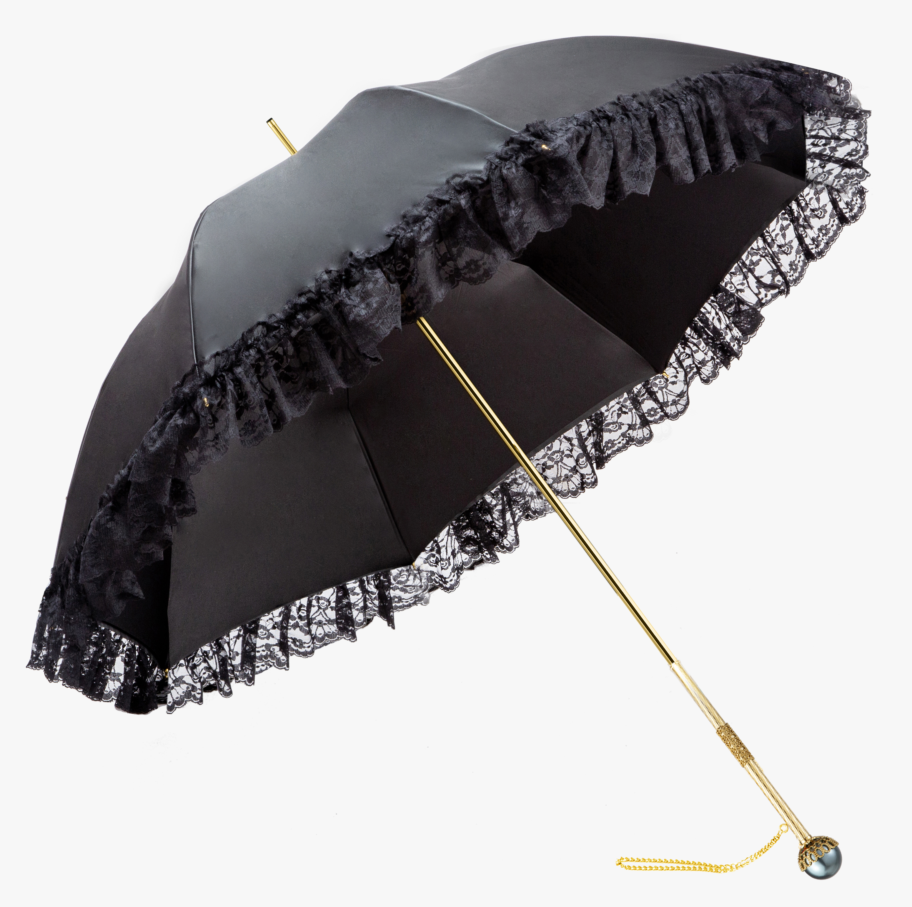 Maggie straight handle semi-exquisite pearl double umbrella