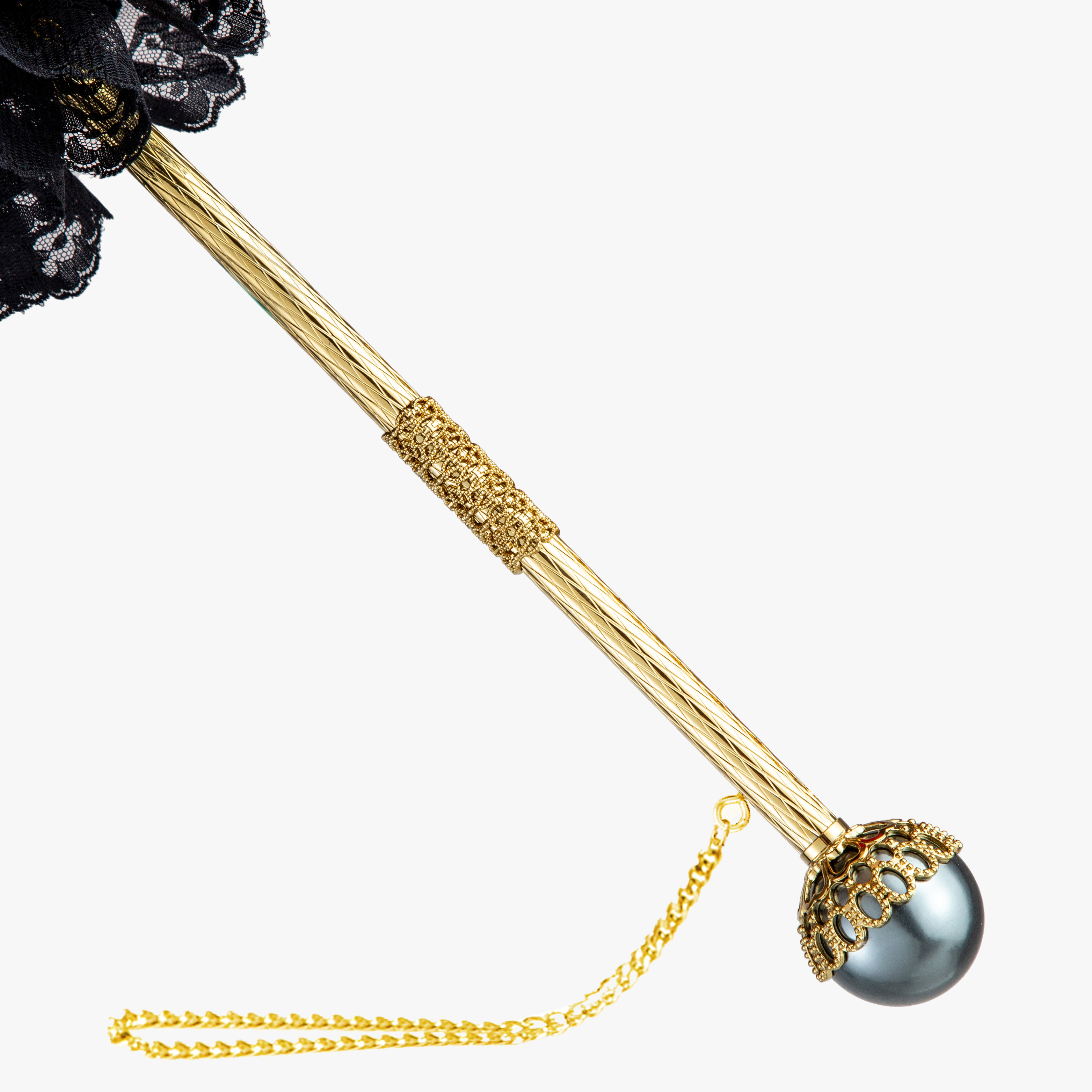 Maggie straight handle semi-exquisite pearl double umbrella