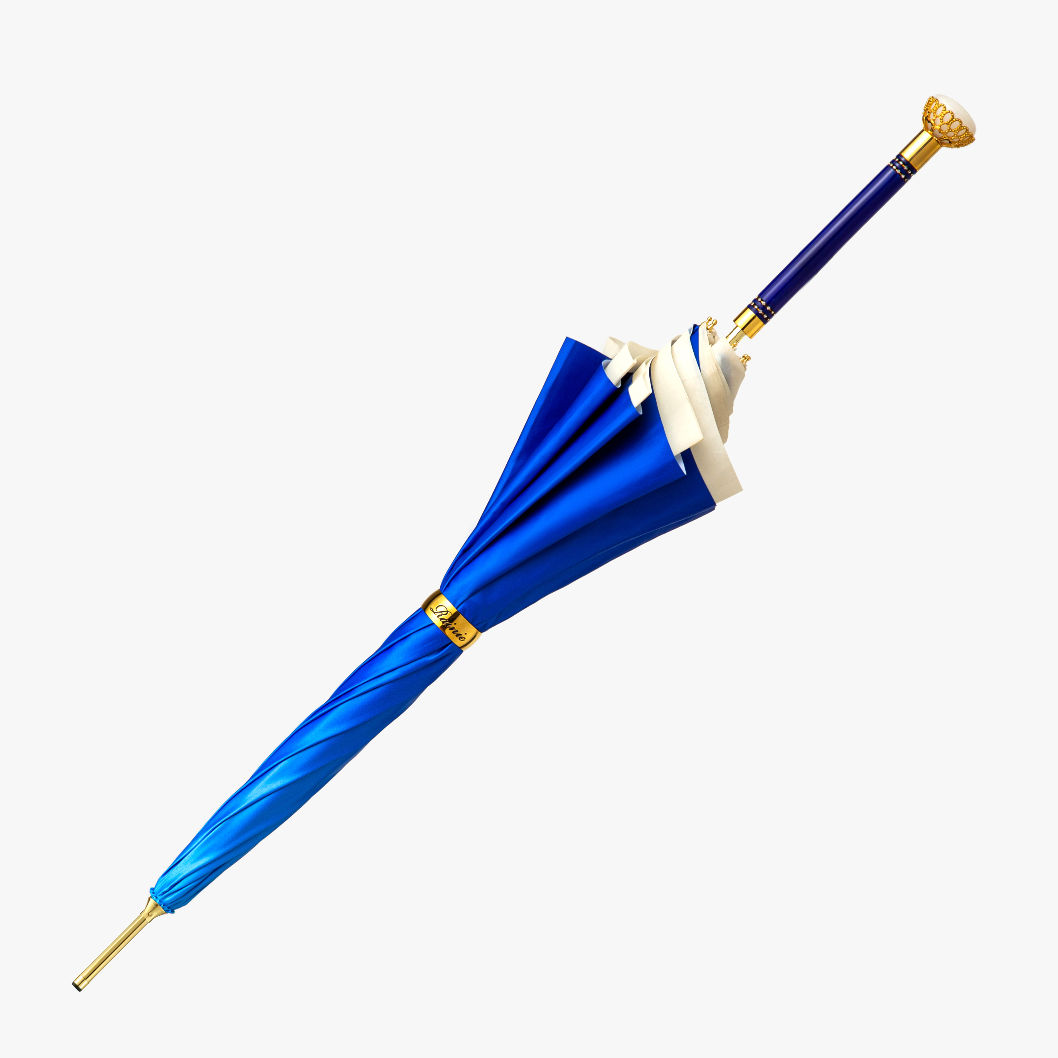 Sapphire blue with straight handle and exquisite jade umbrella with long handle