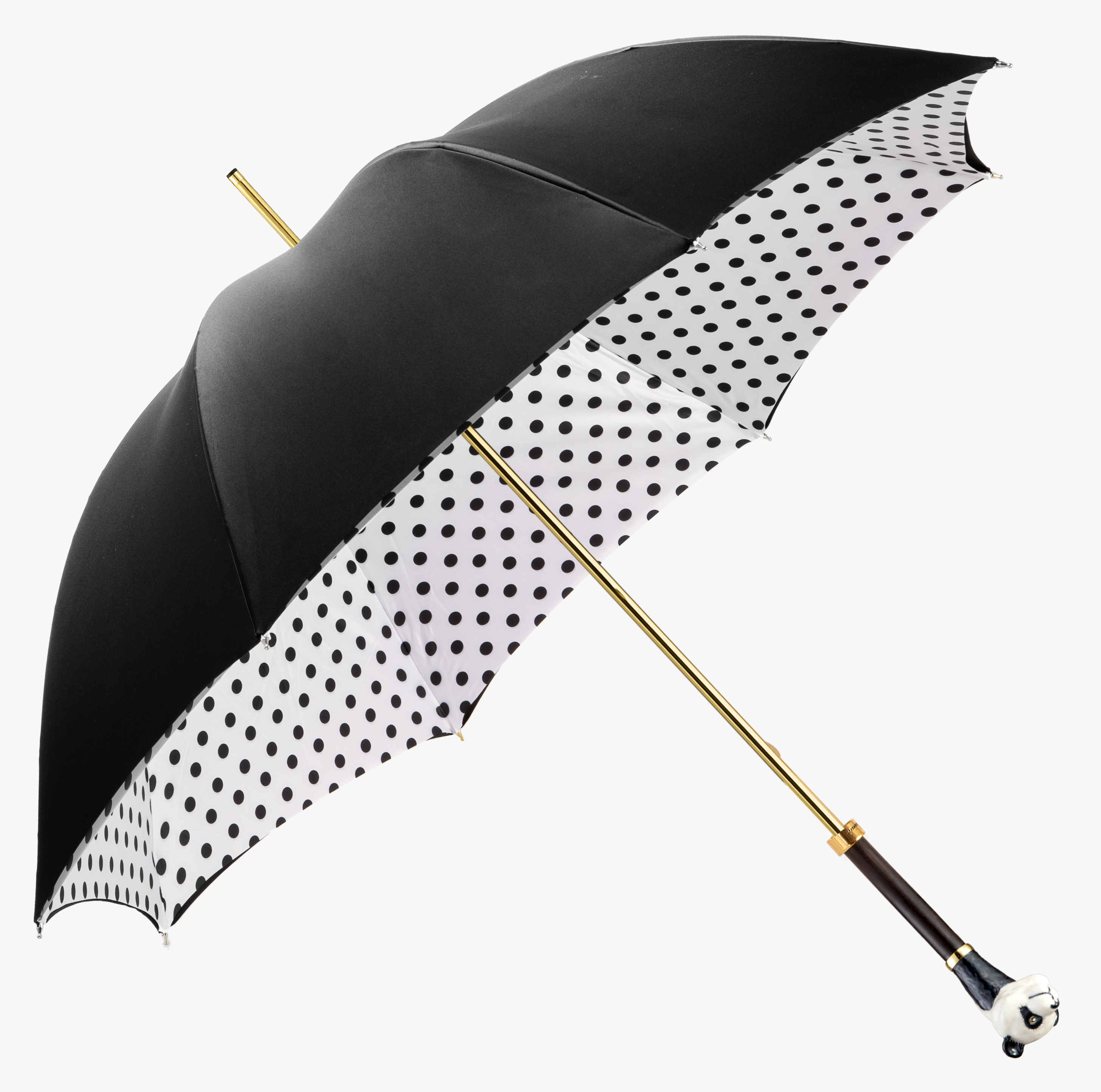 Panda-White Wave Point-Long Handle Umbrella