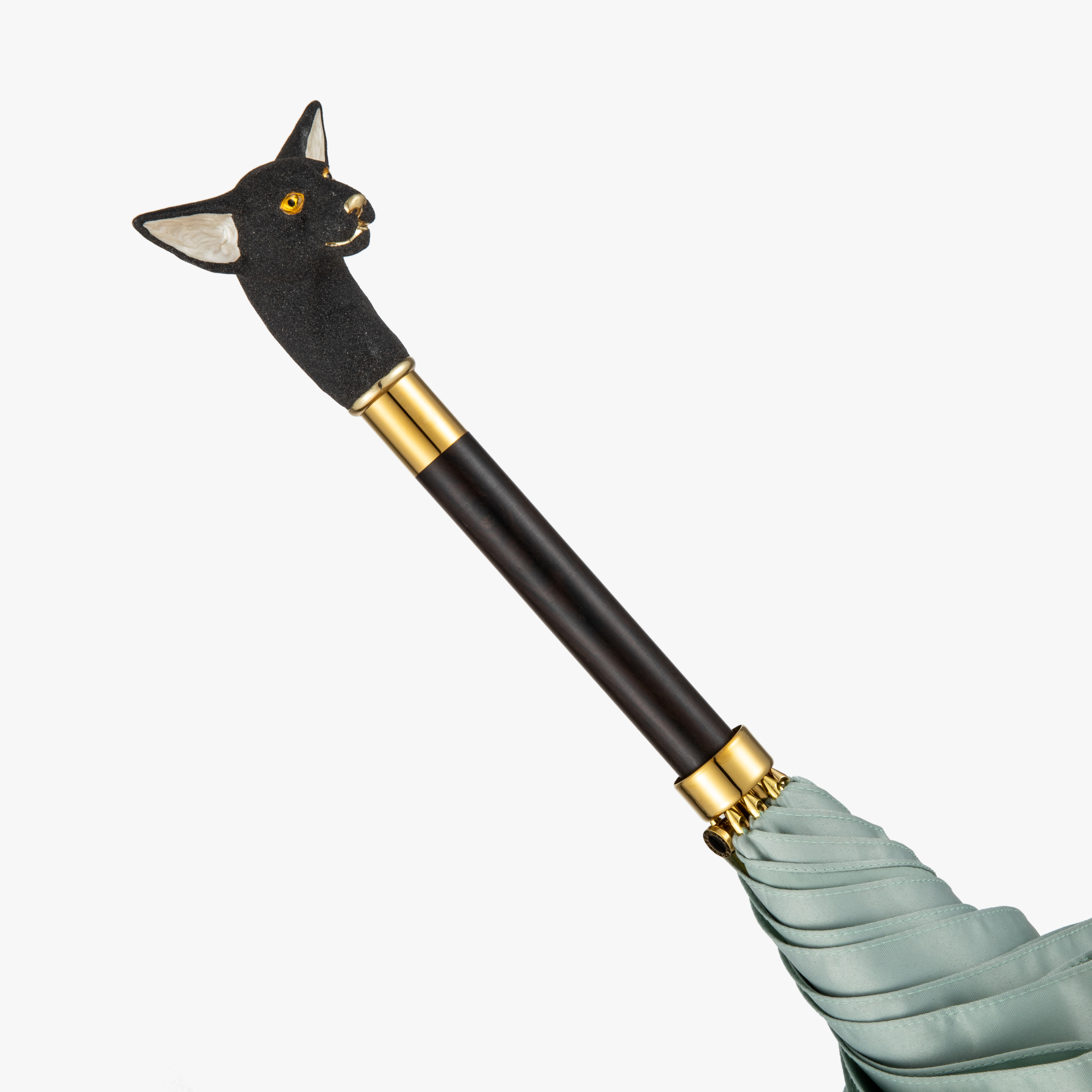 Frosted long-eared cat umbrella with straight handle