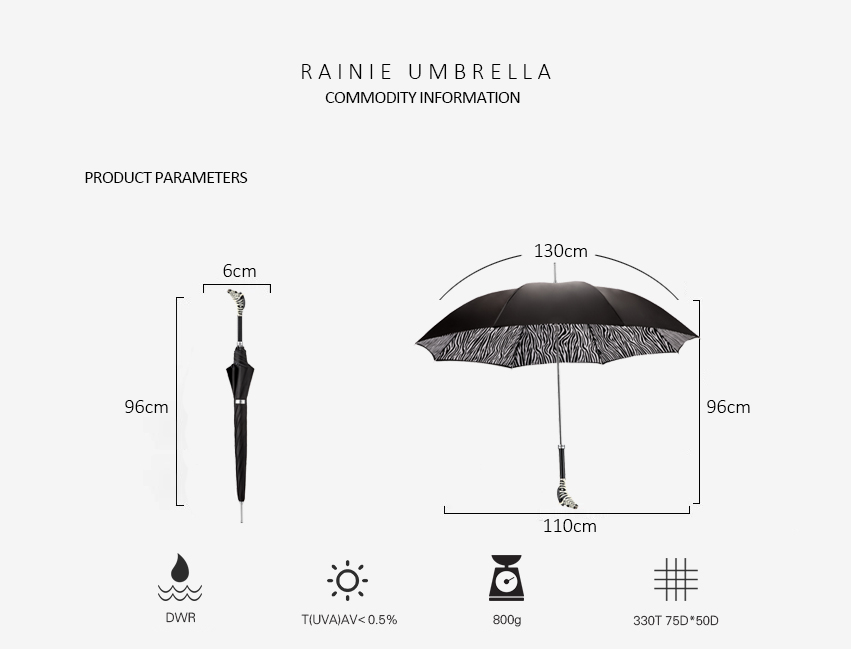 Zebra double straight handle umbrella