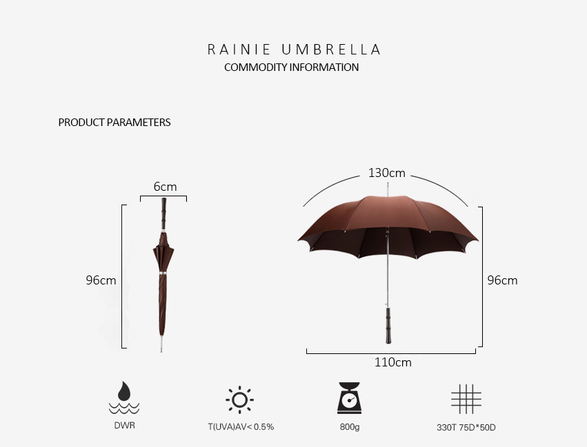 Straight shank solid wood long handle umbrella