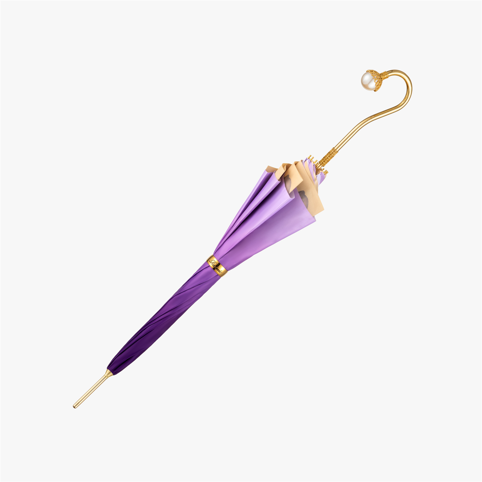 Pearl double umbrella with curved handle