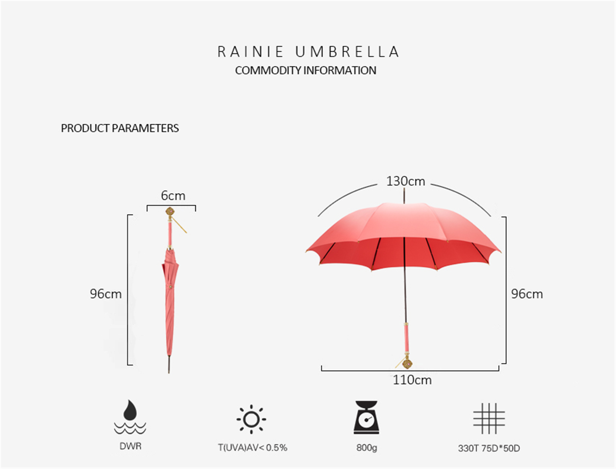 Exquisite ball umbrella with wooden handle