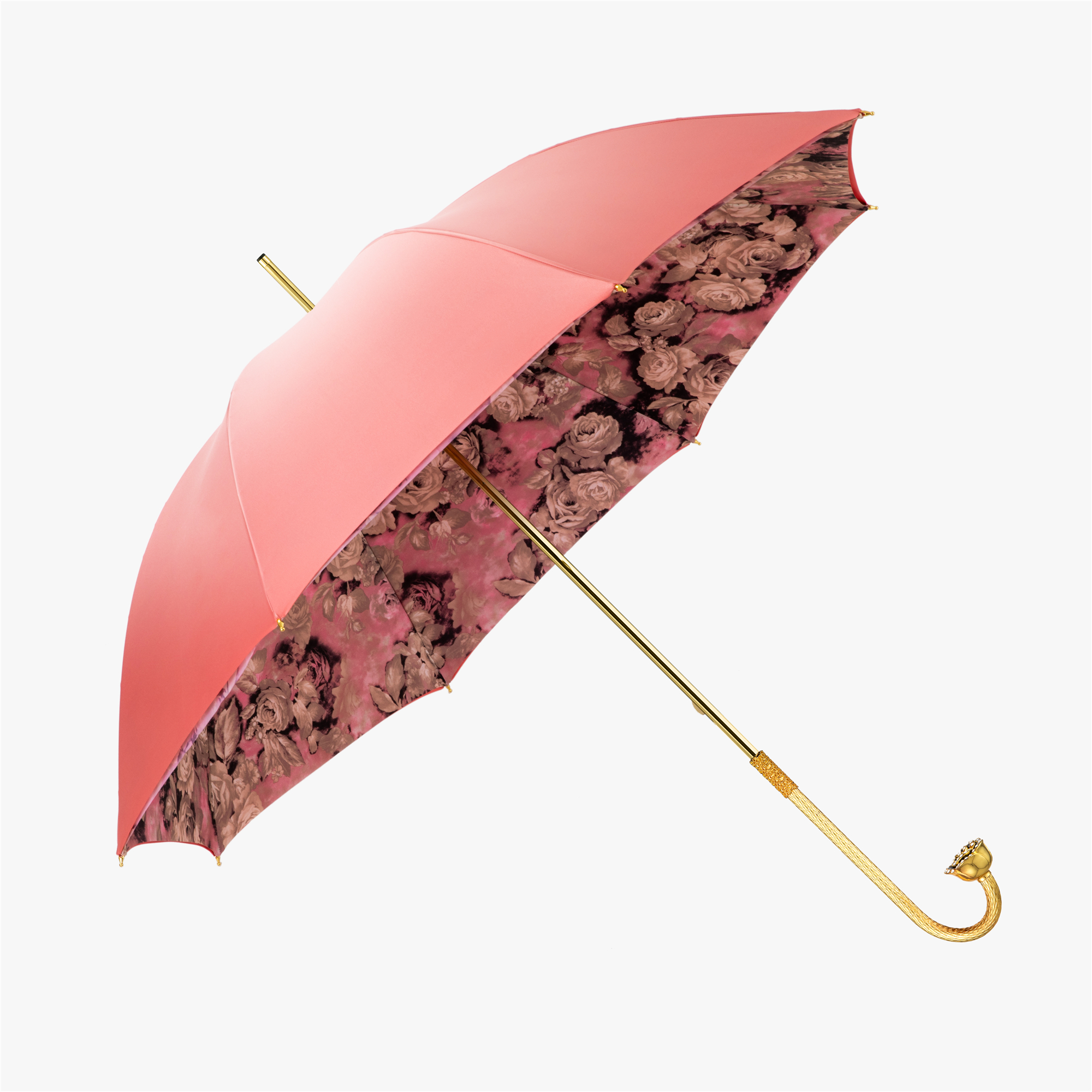 Curved handle rose double long handle umbrella