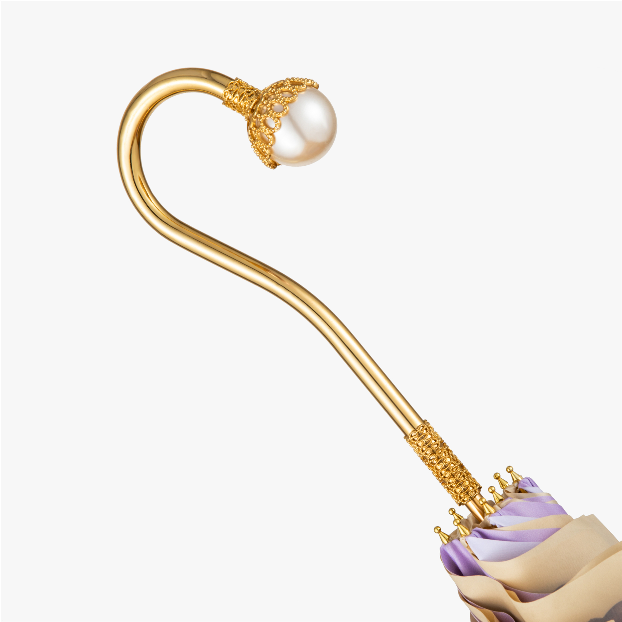 Pearl double umbrella with curved handle