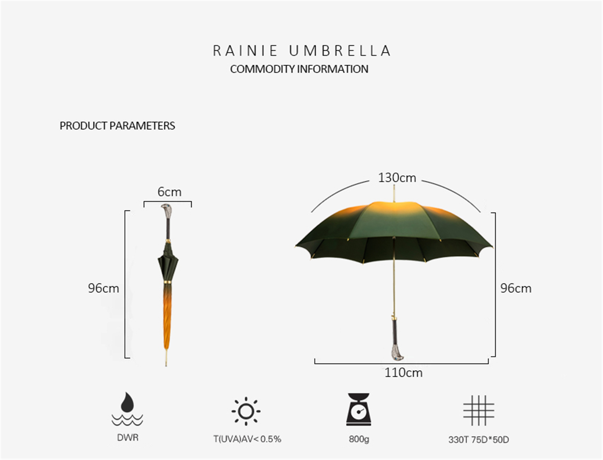 Sparrowhawk umbrella with straight handle