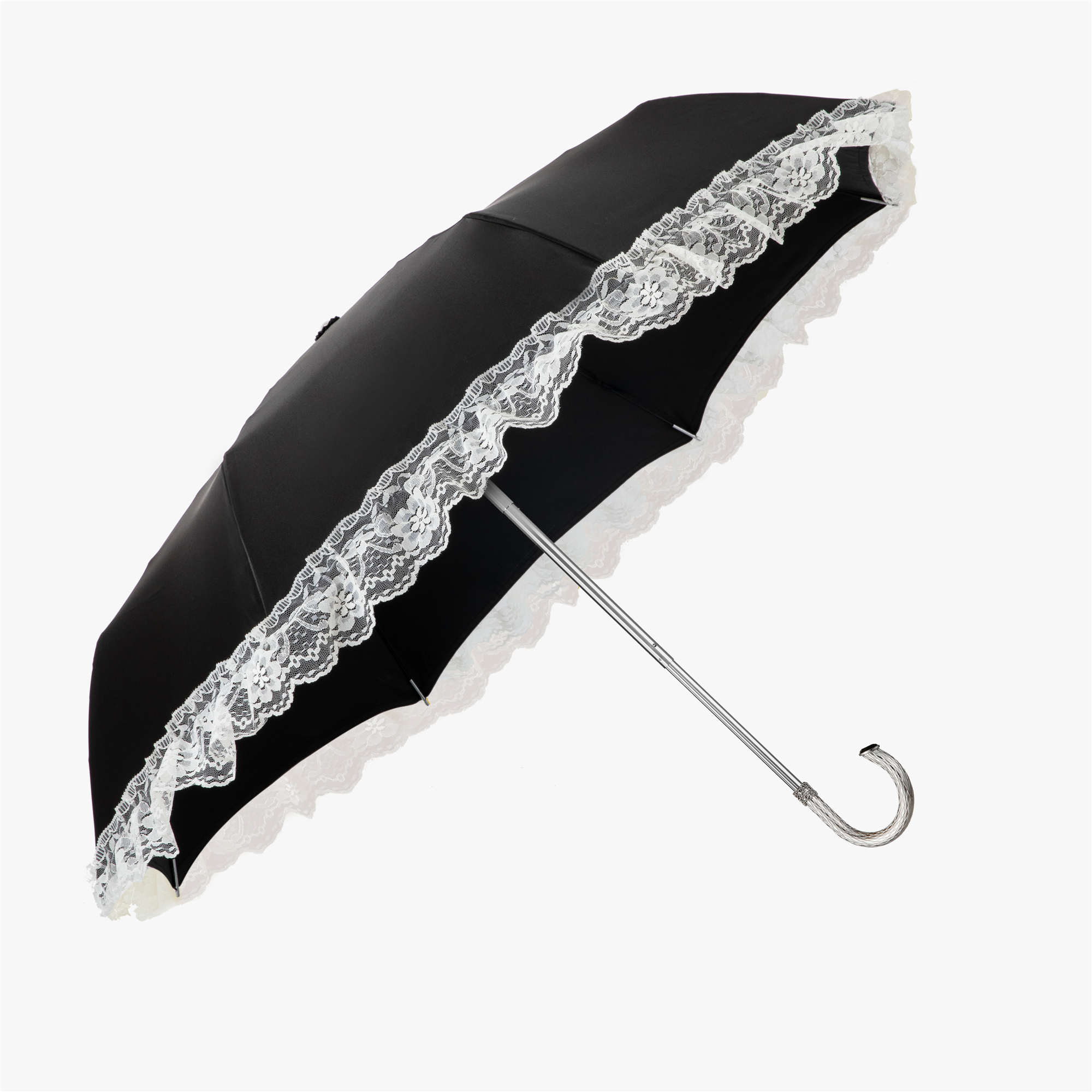 Diamond-encrusted bent folding umbrella