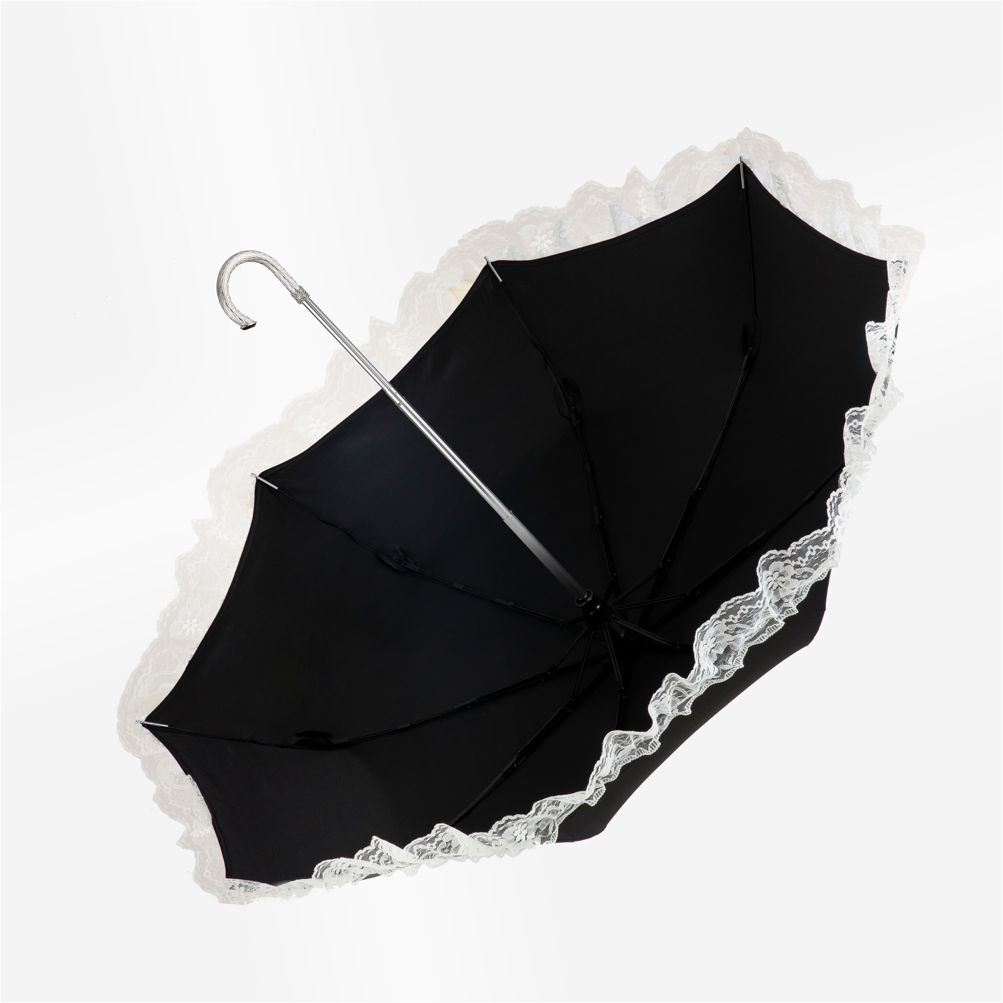 Diamond-encrusted bent folding umbrella